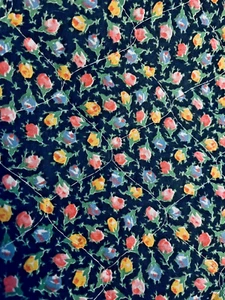 VTG Ditzy Calico Floral Rosebuds on White Pre-Quilted Single Sided 34"w X 29” l - Picture 1 of 5