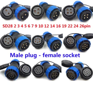 SD28 2-26Pin Waterproof Aviation Cable Connector,Panel Mount Bulkhead Plug IP67 - Picture 1 of 28