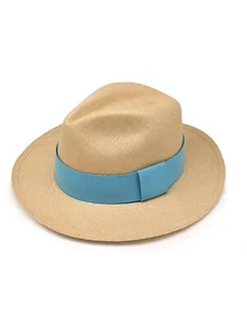 Equal Earth Genuine Rolling Panama Hat Authentic with Light Blue Band -Natural - Picture 1 of 12