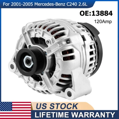 Alternador para Mercedes-Benz C240 CLK320 ML320 SLK320 2001-2005 2,6 L 120A 13884 Foto 1 de 4