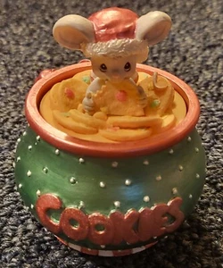 Precious Moments May You Have The Sweetest Holiday! Mouse Tin Cookie Jar ENESCO - Picture 1 of 10