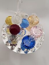 Elegante Kristall Obst Schale Deko Home Ornament blau, blass gelb und rot