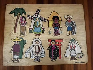 Samsonite 1972 Vintage "Kinder der Welt" Holzpuzzle 16"x12" - selten - Bild 1 von 3
