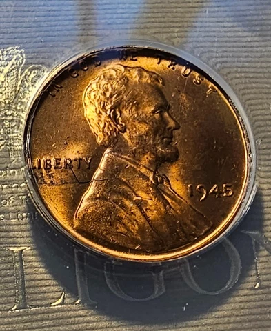 1945 Lincoln Wheat Cent Lamination Error ANACS MS64 RB Cover