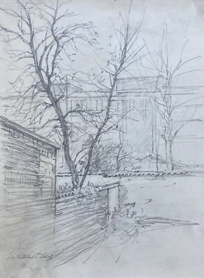 Fritz Köhler (1887-1971) Houses IN Düsseldorf City View Drawing Pencil - Image 1 of 4