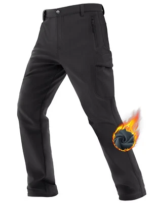 Men's Snow Pants Soft Shell Fleece Pants Outdoor Waterproof Cargo Work Trousers - Image 1 of 4