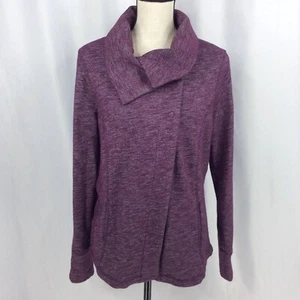 Eddie Bauer Sweatshirt Womens Size Large Cowl Neck Asymmetrical Open Mulberry - Picture 1 of 8