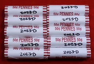 2023-D Lincoln Shield Cent Penny 10-50 Coin rolls Uncirculated - Picture 1 of 5