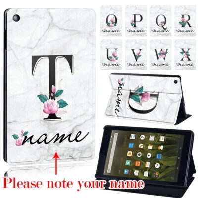 Personalised Custom Name Text Case Cover -For Amazon Fire 7" HD 8" HD 10" +Pen