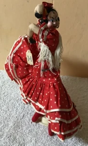 Vintage Made in SPAIN 8" Spanische Flamenco Frau Tänzerin Stoffpuppe mit Ständer - Bild 1 von 4