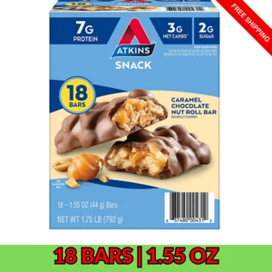 Atkins Snack Bars 18ct Caramel Chocolate Nut Roll Low Carb High Protein Treat - Picture 1 of 5