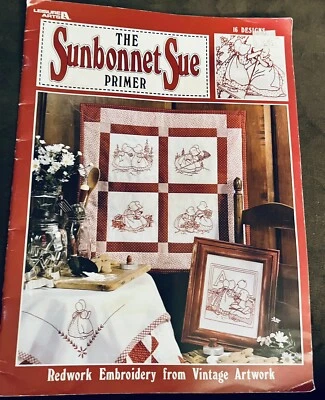 Leisure Arts "The Sunbonnet Sue Primer" Redwork Embroidery Vintage Artwork - Image 1 of 4