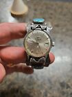 SOUTHWEST OLD PAWN STERLING SILVER /  TURQUOISE CUFF WATCH BRACELET / WATCH