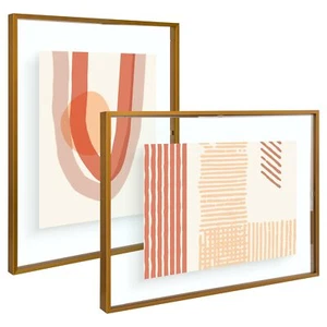 16x20 Floating Picture Frame Metal Photo Frame Real Glass for Wall Mounting - Picture 1 of 9