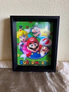 SUPER MARIO Nintendo 3D SHADOWBOX LUIGI PRINCESS PEACH BOWSER Framed Art - Picture 1 of 3