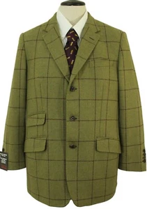 TWEED JAMES PURDEY HOWESYKE MENS 42" GREEN BOX CHECK TWEED JACKET - Picture 1 of 11