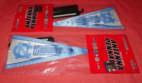 LOT OF 2 PIECES = = North Carolina Tar Heels  = 4" x 9" = Mini ANTENNA PENNANT Cover