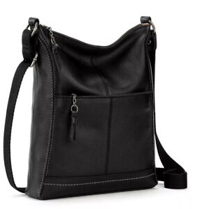 THE SAK Handbag Lucia Soft Leather Black Crossbody Multi Pockets AUTHENTIC -NWT-