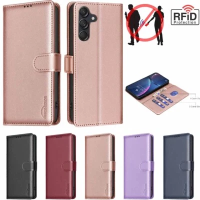 For Samsung A25 A35 A15 A14 A54 A13 A33 Wallet Leather Case Cover RFID Blocking - Image 1 of 4