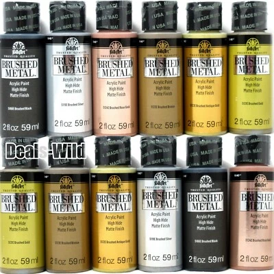 1 pintura acrílica de metal cepillado arte popular arte popular alta piel mate interior/exterior 2 oz Foto 1 de 2