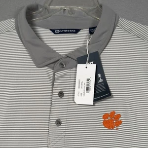 Clemson Tigers Polo Shirt Mens 2XT Tall Striped Performance Pique Cutter & Buck - Picture 1 of 11