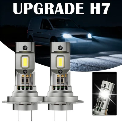 2x H7 For VW Caddy MK3 2004-2015 Front Headlight LED 6000k White Low Beam Bulbs - Image 1 of 4