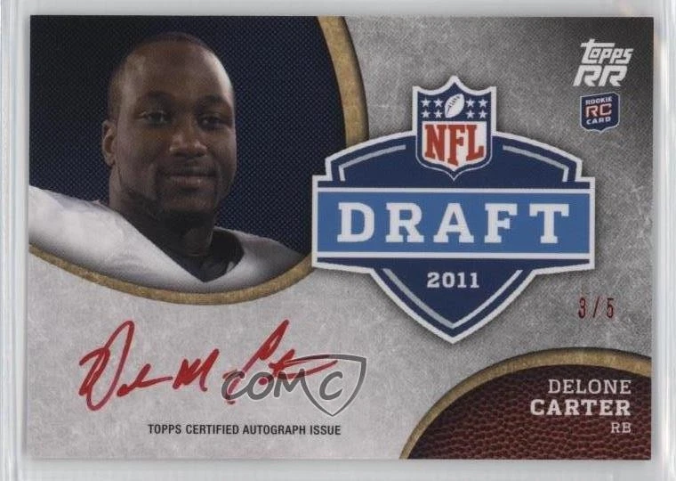 2011 Topps Rising Rookies Draft Red Ink /5 Delone Carter #DRA-DC Auto RC - Image 1 of 2