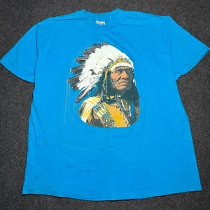 Vintage Native American T-Shirt Indian Chief Men's Extra Large Single Stitch 90s - Picture 1 of 7