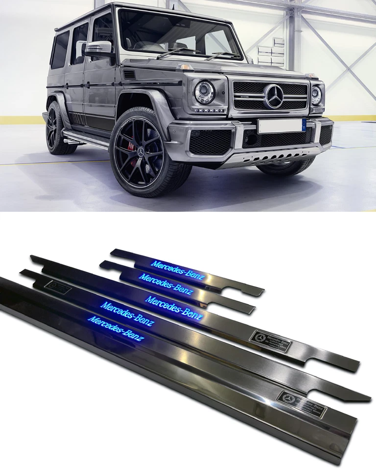 Alféizares de puerta LED clase G cromados W463 Mercedes-Benz estilo G Wagon G63 G500 G65 5 piezas Foto 1 de 4