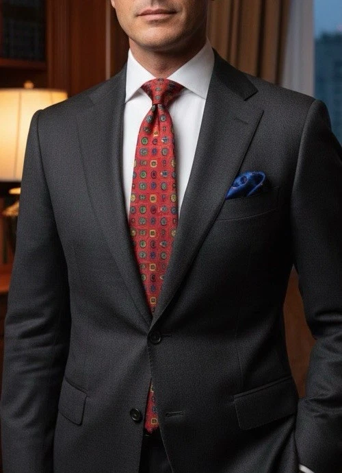 Corbata de cuello Ingersoll Rand 1871-1996 con logotipo de Mary E. Jaeger roja patrón vintage Foto 1 de 4