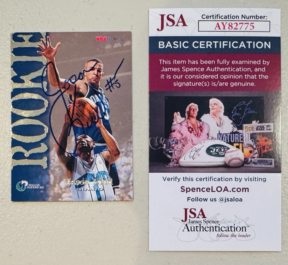 Tarjeta firmada por Jason Kidd autografiada 1994-95 NBA Hoops #317 certificado JSA novato Foto 1 de 1