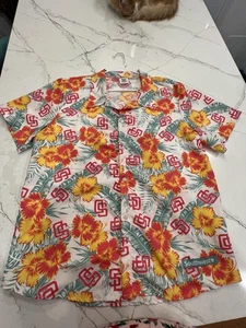San Diego Padres SGA Southwest 2023 City Connect Tropical Hawaiian Shirt Large - Picture 1 of 4