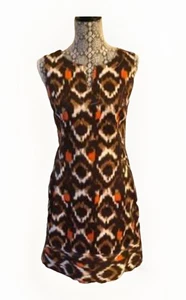 Etcetera women’s Dress Size 0 brown white orange ikat sleeveless - Picture 1 of 10