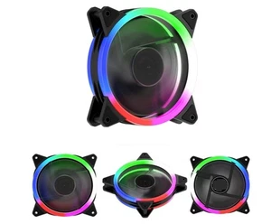120mm LED Silent Fan for Computer Cases CPU Coolers Triple Pack Colorful Case Fa - Afbeelding 1 van 11