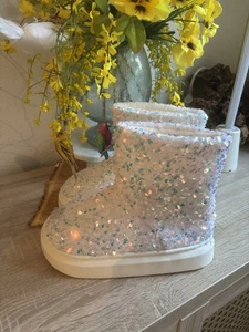 🌺Gefütterte Plateau Boots Profil-Sohle,Pallietten🌺nw.39(40/41) - Bild 1 von 5