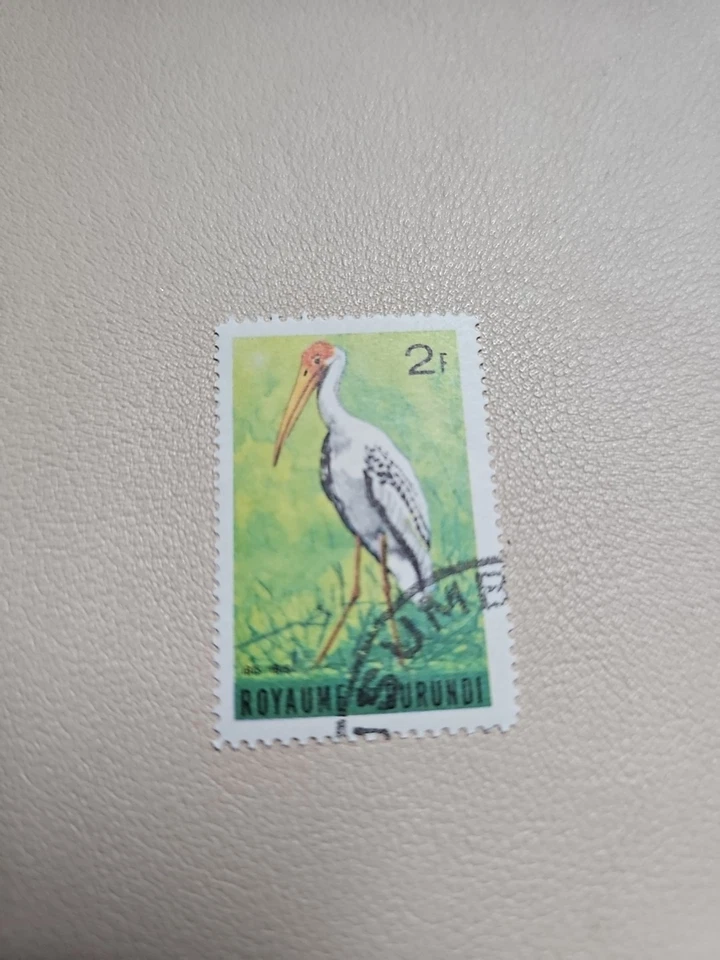 Sello Burundi 1965 MNH, pájaros, cigüeña pico amarillo, Mycteria ibis 2F Foto 1 de 2