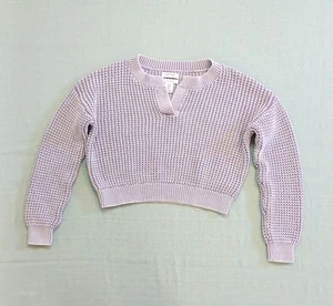 Haute Hippie Cropped Top Long Sleeve Purple Sweater Women's Small Notched Neck - Picture 1 of 24