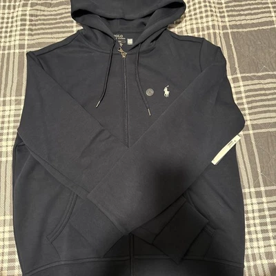 Authentic Ralph Lauren  Full Zip Double Knit Hoodie, Navy Size Medium NWT! - Image 1 of 4