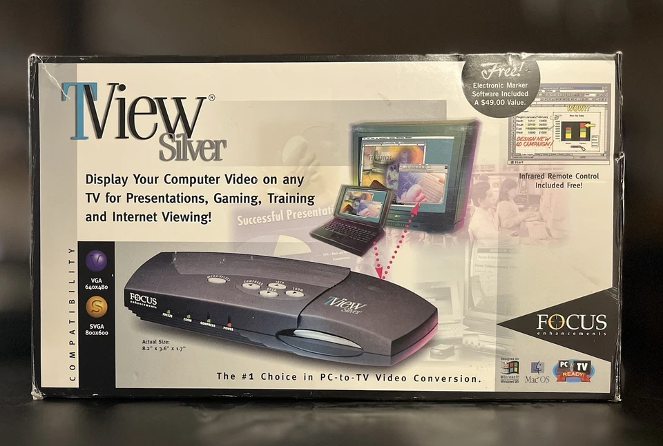 Vintage Focus TView Silver Computer Video MAC Windows TV Video Convertor Sealed - Image 1 of 4