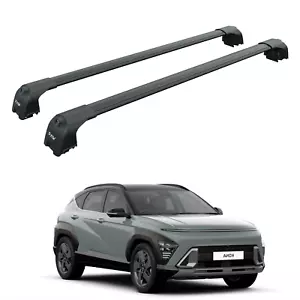 For Hyundai Kona EVA 2023-2025 Roof Rack Cross Bars Flush Rail Black - Picture 1 of 7