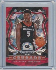 ANTHONY EDWARDS '20-21 PANINI PRIZM DRAFT PICKS CRUSADE CRACKED RED ICE ROOKIE - Picture 1 of 24