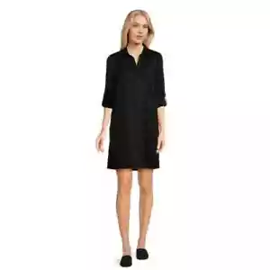 Time and Tru Women's SIZE L 12-14 Mini Shirt Dress with Sleeves Black soot NWT - Picture 1 of 5
