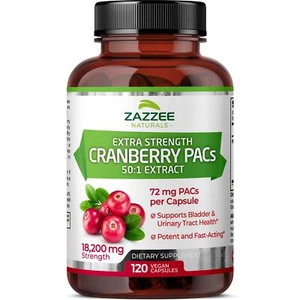 Zazzee Extra Strength Cranberry PACs 72 mg PACs per Capsule 100% Soluble 120 ... - Picture 1 of 9