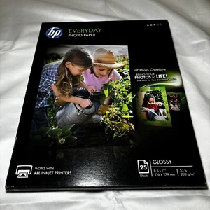 HP Everyday Photo Paper For Inkjet Printer Glossy 8.5 x 11 New 25pcs Q5498A - Picture 1 of 5