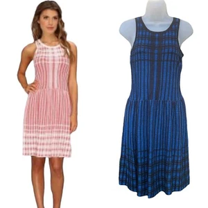 MARC NEW YORK ANDREW MARC Size S Black Blue Cotton Silk Knitted Sleeveless Dress - Picture 1 of 11