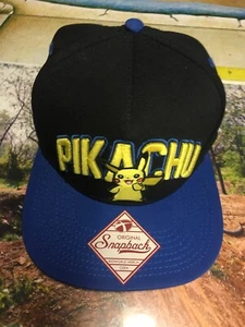 Neu Pokemon Pikachu schwarz blau gelb Herren Mütze Kappe Snapback verstellbar Einheitsgröße - Bild 1 von 2