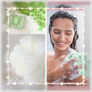 Panno 2 in 1 Loofah con portasapone e strofinaccio omaggio (grigio/caffè/rosa) - Foto 1 di 7