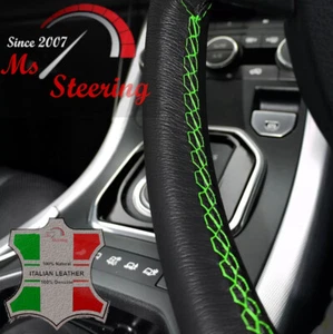 PER MITSUBISHI L200 COPRIVOLANTE IN PELLE NERO CON CUCITURE VERDI - Foto 1 di 2