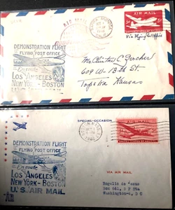 1946 AVIATION DEMONSTRATION FLIGHT (2) cachet covers FLYING POST OFFICE - Picture 1 of 6