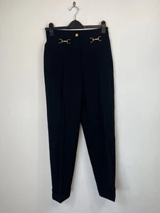 Pantalón Moschino Boutique Negro Cónico Talla UK 10 Cintura Alta Detalle Hebilla - Imagen 1 de 10
